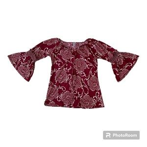 Holiday Boutique Blouse Cranberry and White Floral